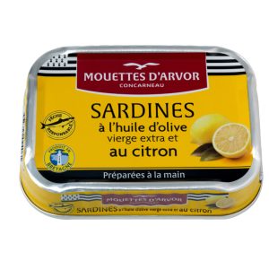 Szardínia extraszűz olívaolajban, citrommal, Mouettes d'Arvor, 115g