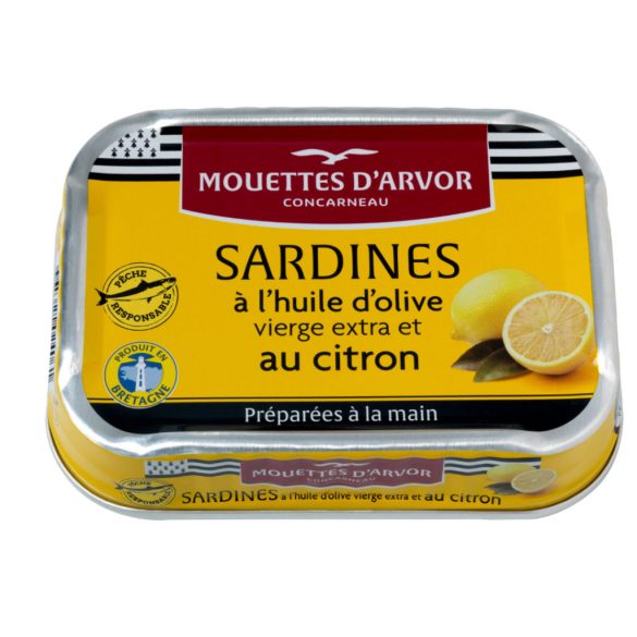 Szardínia extraszűz olívaolajban, citrommal, Mouettes d'Arvor, 115g
