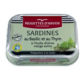 Szardínia extraszűz olívaolajban, bazsalikommal, kakukkfűvel, Mouettes d