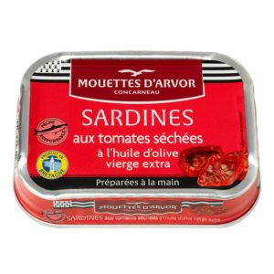 Szardínia extraszűz olívaolajban, napon szárított paradicsommal, Mouettes d'Arvor, 115g