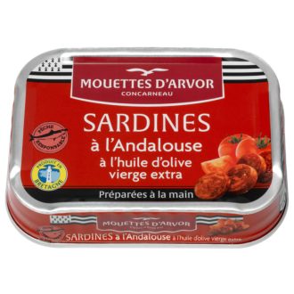   Szardínia andalúz mártásban, chorizoval, Mouettes d'Arvor, 115g