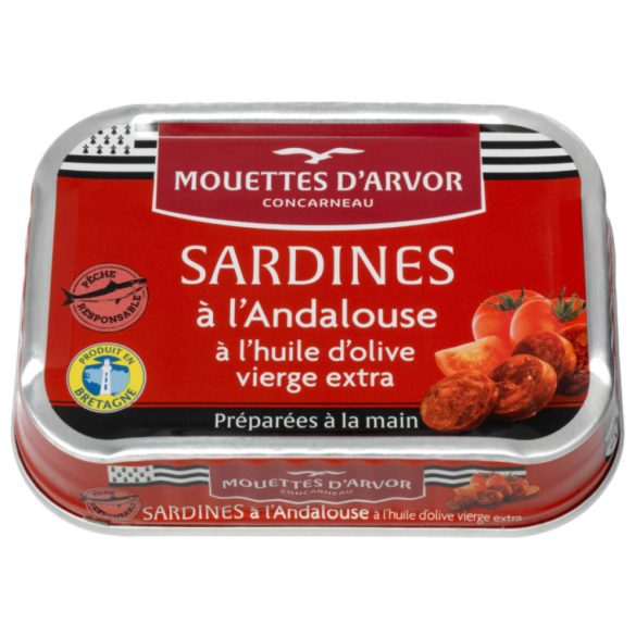 Szardínia andalúz mártásban, chorizoval, Mouettes d'Arvor, 115g
