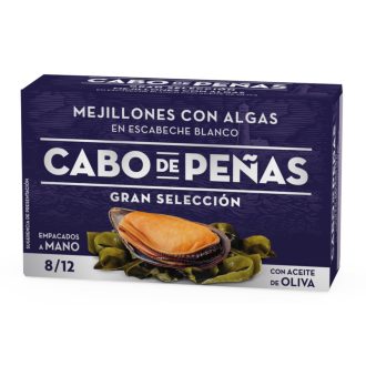   Galiciai prémium feketekagyló wakame algával, fokhagymás olívaolajban, Cabo de Peñas, 115g