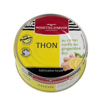   Tonhal bio extraszűz olívaolajban, konfitált citrommal és gyömbérrel, Mouettes d'Arvor, 160g