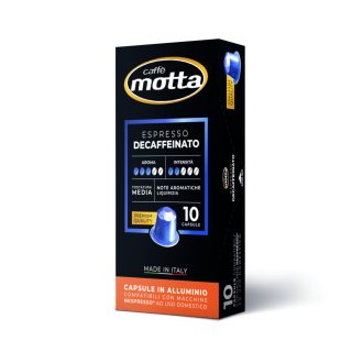   Dél-olasz koffeinmentes espresso, Nespresso-kompatibilis alumínium kávékapszula, Caffè Motta, 10db, 55g