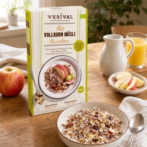 Tiroli bio bircher teljes kiőrlésű müzli, Verival, 375g