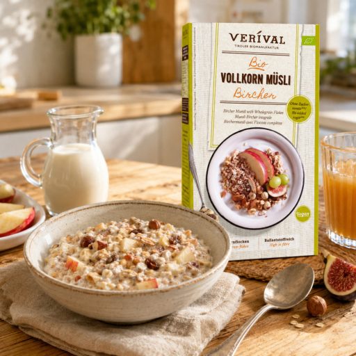 Tiroli bio bircher teljes kiőrlésű müzli, Verival, 375g