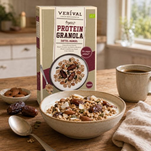 Tiroli bio datolyás-mandulás proteingranola, Verival, 325g