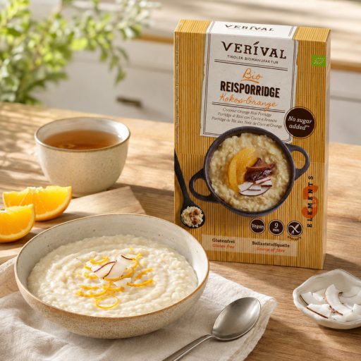 Tiroli bio kókuszos-narancsos rizskása, Verival, 350g