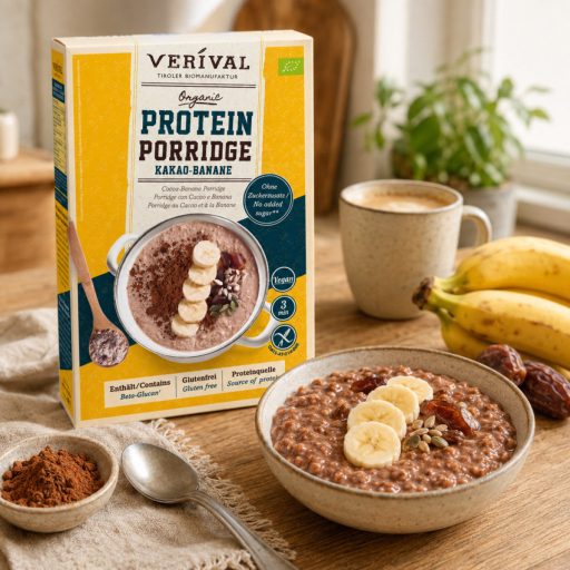 Tiroli bio kakaós-banános protein zabkása, Verival, 350g