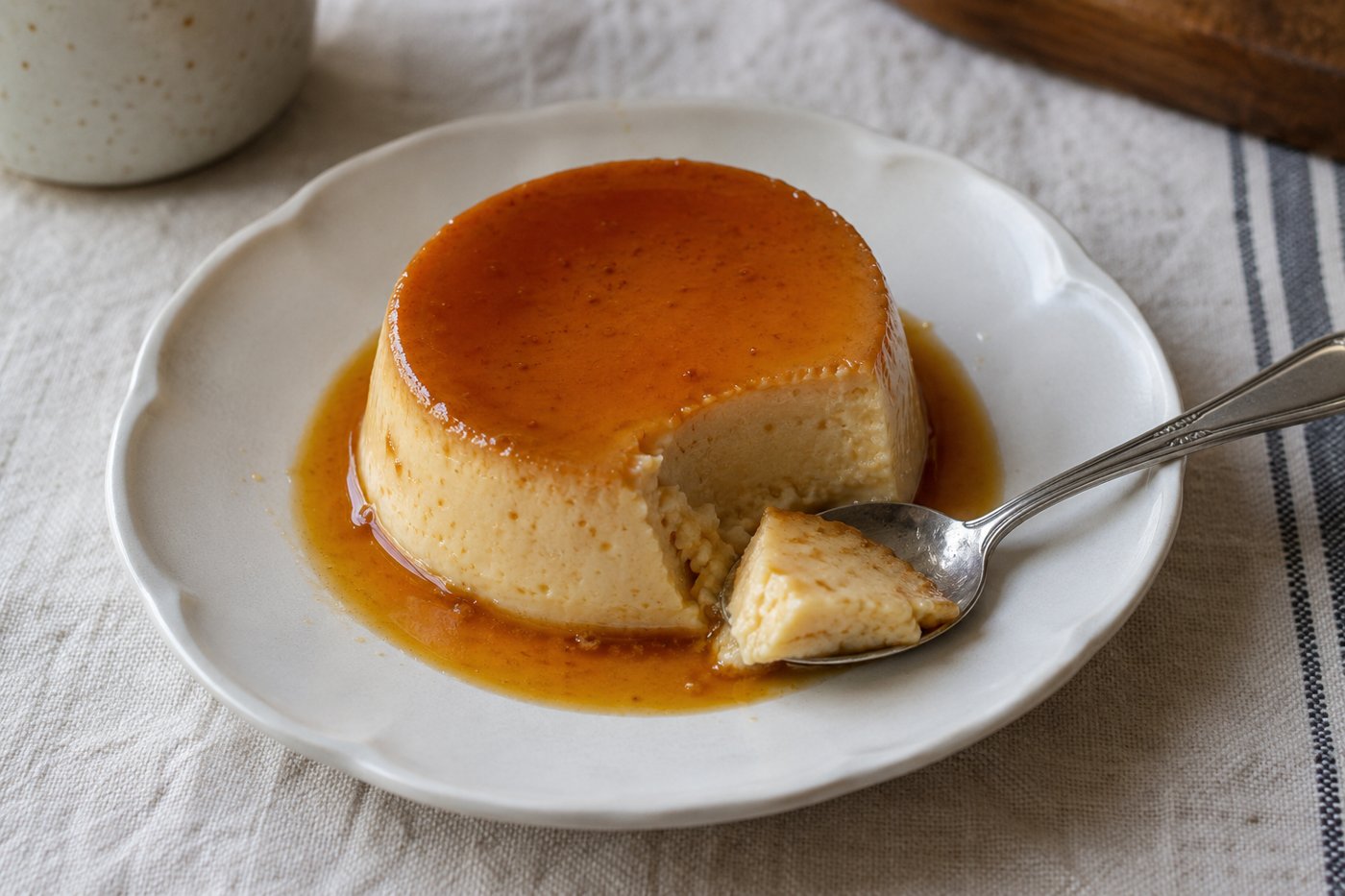 Birsalmasajtos karamellpuding: sütőben készülő flan