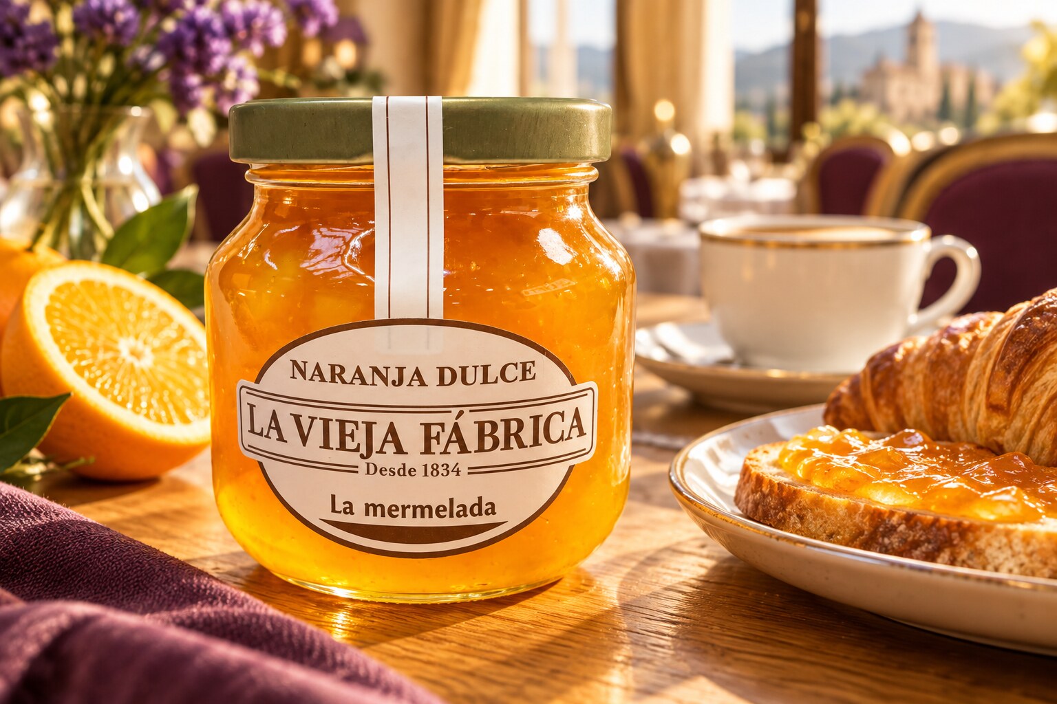 La Vieja Fábrica narancslekvár reggelizőasztalon
