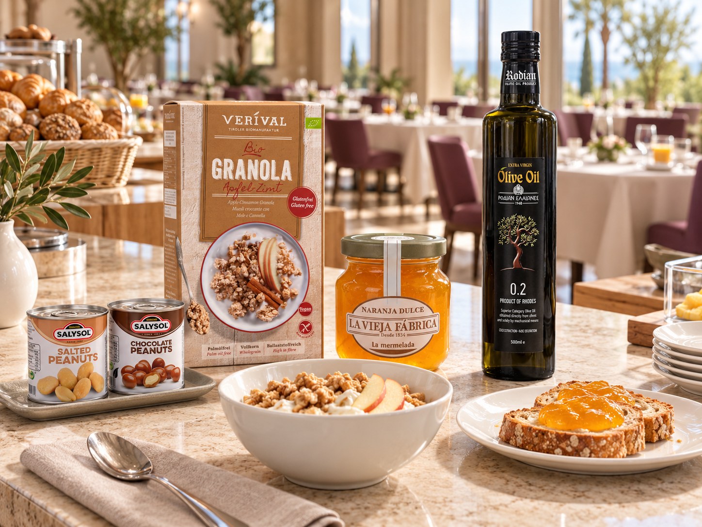 Salysol snackek, Verival granola és narancslekvár szállodai reggelihez és bekészítéshez
