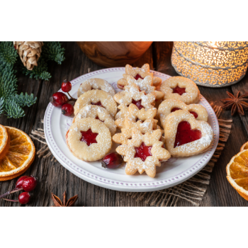 Linzer csipkebogyólekvárral töltve