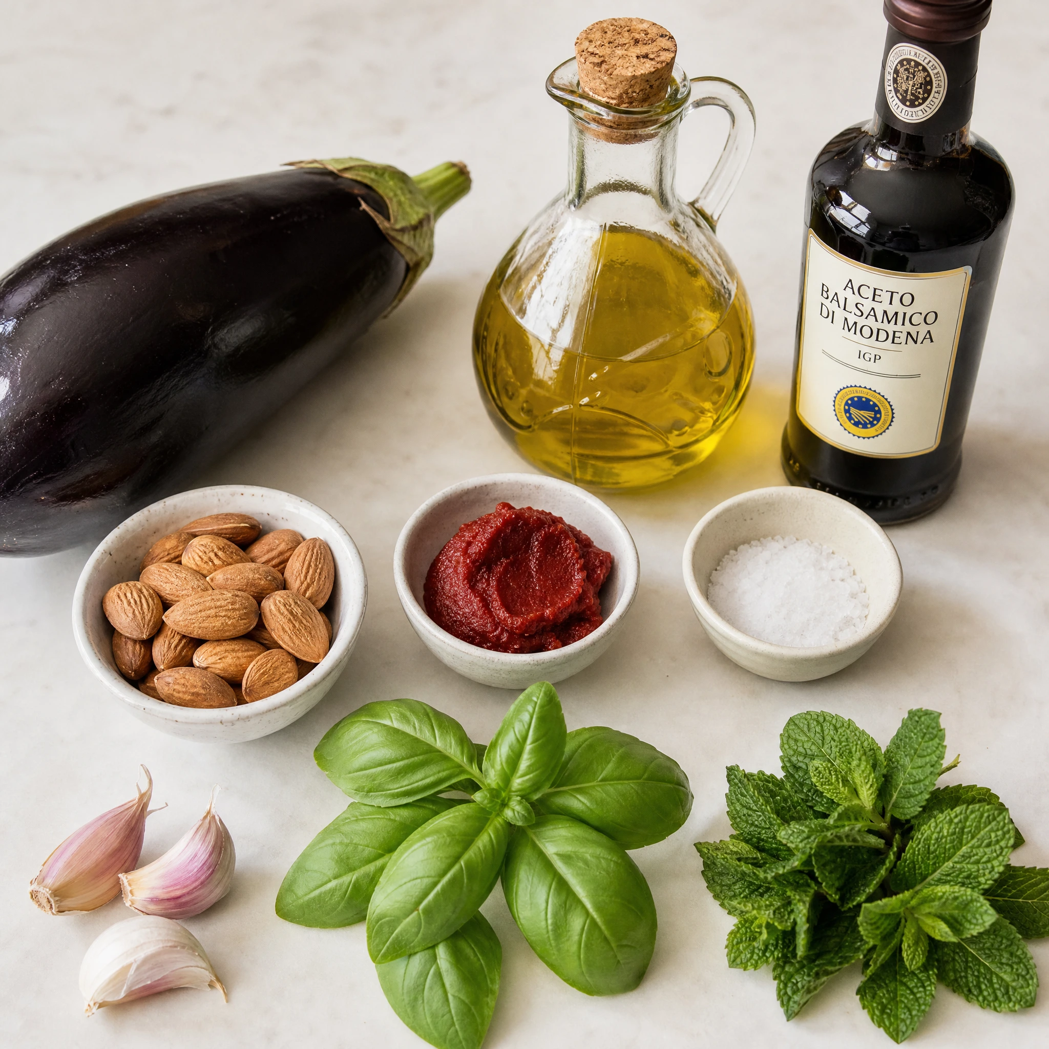 Padlizsánpesto hozzávalói
