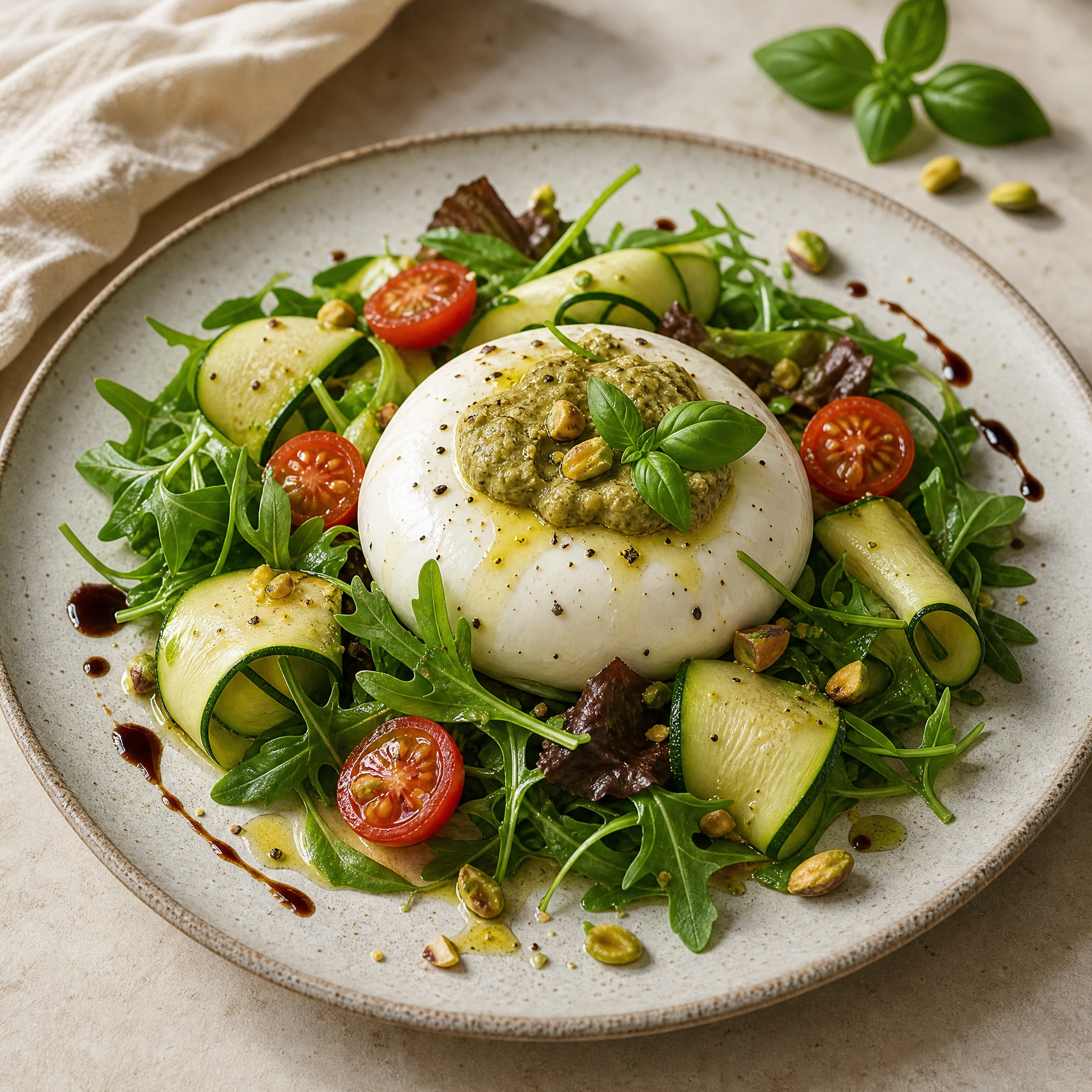 Sziciliai pesto burrata salátával