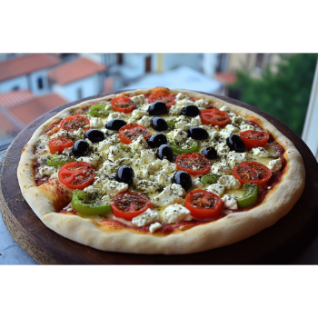 Pizza fűszerek görög jellegű pizzán
